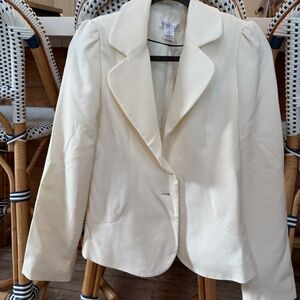 White House Black Market Creamy White Blazer Women's Sz 6‎ Puff Sleeve